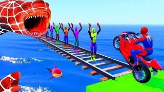 Superhero Spiderman vs Spiderman , hulk ,stunt race 💪#superhero #spiderman #gta5