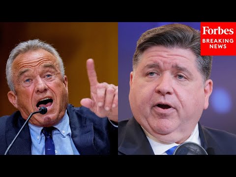 YouTube video thumbnail: Illinois Gov. JB Pritzker Directly Confronts RFK Jr 'Conspiracy Theories' With New Vaccine Law