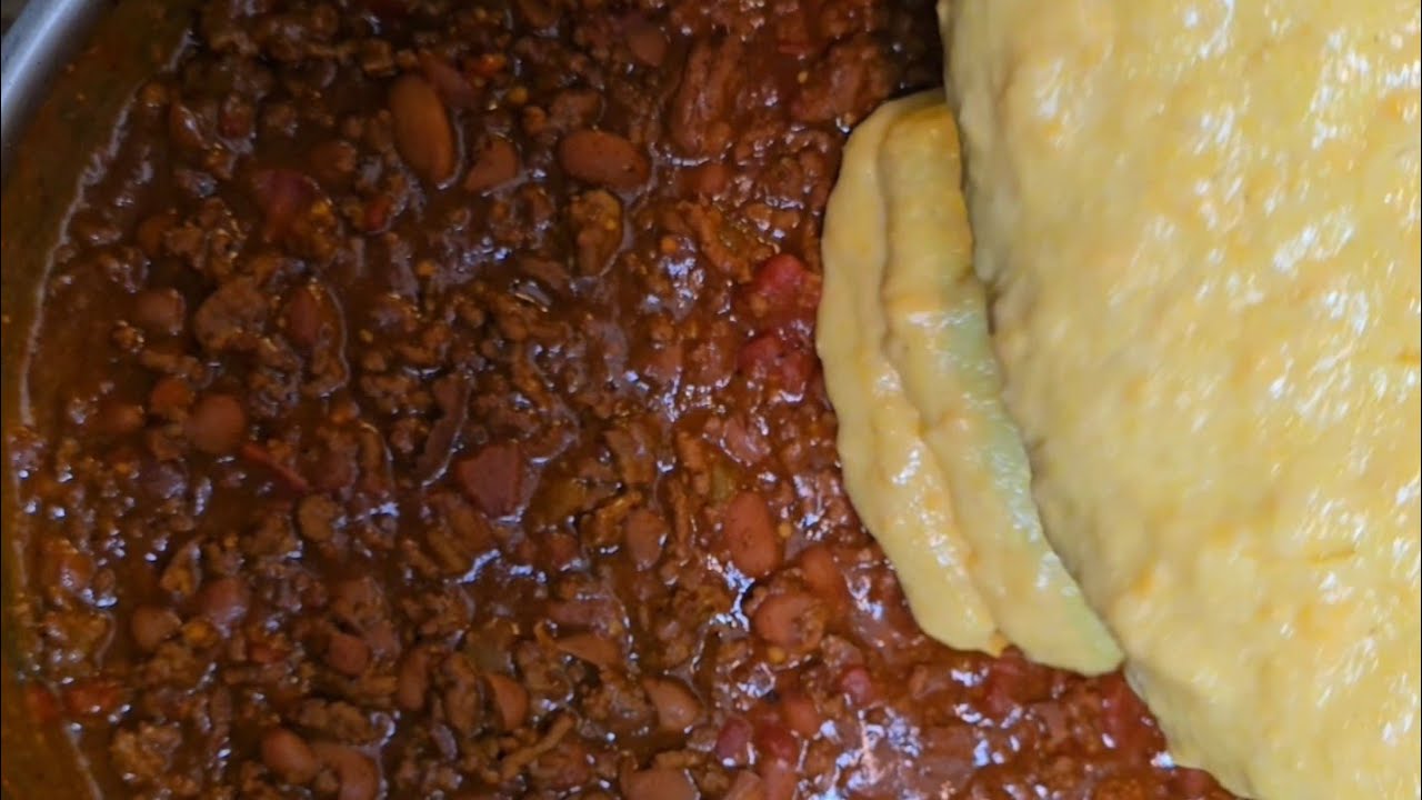 CHILI CORNBREAD CASSEROLE - Pour cornbread batter over chili for this amazing CASSEROLE!