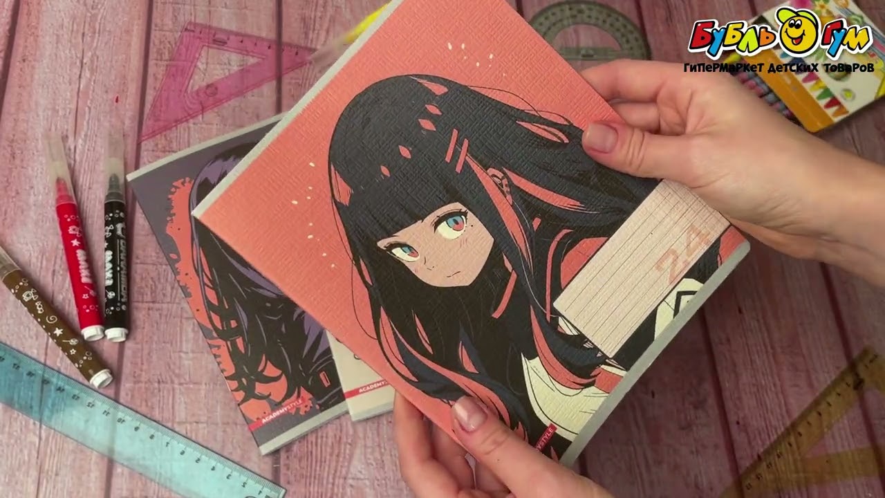 Тетрадь Воинственные девушки аниме клетка 24л в ассортименте - видео