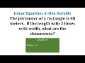 Room Dimensions and Perimeter Problems