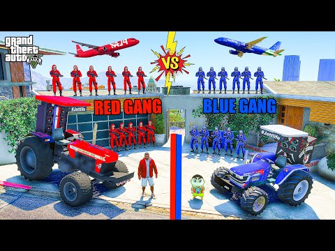 Franklin Red Gang VS Shinchan Blue Gang In GTA 5 || Indian Tractor JNK GAMER