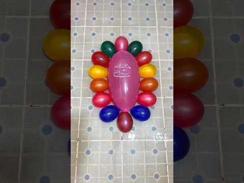 Pink HBD Balloons and Water Colorful of Mini Balloons Popping Reverse ASMR Satisfying and Relaxing