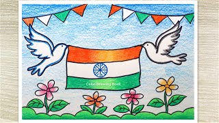 Very easy Independence Day drawing, 15 August Drawing, Independence day poster drawing