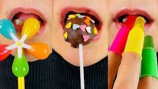 asmr LOLLIPOPS, CAKE POPS, SUGAR MARMALADE, MERINGUE eating sounds food mukbang