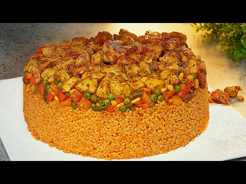 مقلوبة البرغل 🥘 ألذ وأسهل طريقة لطبخ البرغل مع طبقات الدجاج والخضار