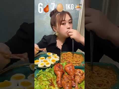 Eating Challenge ( 1kg ramen, 14 half eggs, 6 chicken leg pieces ) | #asmr