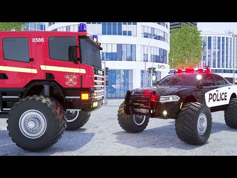 Fire Truck Frank, Sergeant Lucas the Police Car, Ambulance Change Tyres - Wheel City Heroes Cartoon