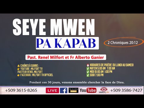 SOIREE DE REMERCIEMENT A L'ETERNEL  | 3 Jrs de remerciement  a l'Eternel / Past. Milfort /Fr Ganier