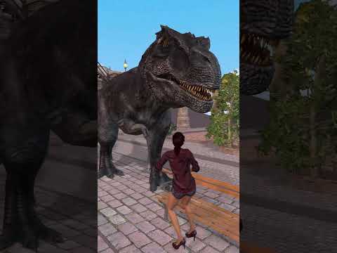 T-REX Dinosaur Attacks Couple | Indominus Rex Dinosaurs Damage City #shorts #dinosaur