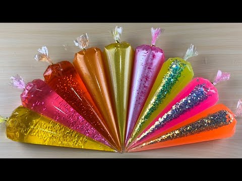 Making Bright Orange Clear Slime With Piping Bags | Satisfying Slime Video Asmr #0281