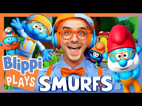 Blippi Discovers Smurfs Village in Find The Blippis on Roblox! 🍄(Supported by Paramount!)