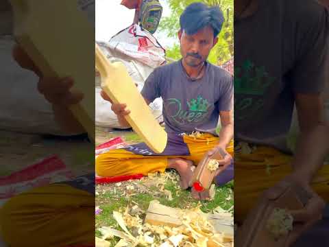Amazing technique of making cricket bat😱How to make cricket bat at home #cricket #cricketkit #ipl