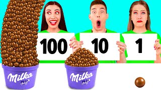 100 खाद्य परतें चुनौती | आसान गुप्त हैक्स और गैजेट्स TeenChallenge