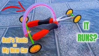 🛠️ DIY TOY CAR from Tools?! PLIER-Powered Mechanical Build with No Motor! 🚗🔥