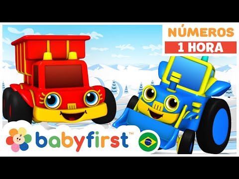 O 123, e já! | Contando animais de 1 a 10 | Carros de corrida + | Contagem divertida | BabyFirst TV