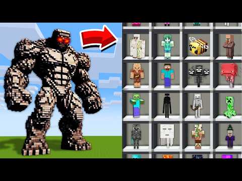 HOW TO PLAY TITAN BEDROCK ULTRA GOLEM vs ALL MINECRAFT MOBS Battle ZOMBIE ENDERMAN SKELETON CREEPER