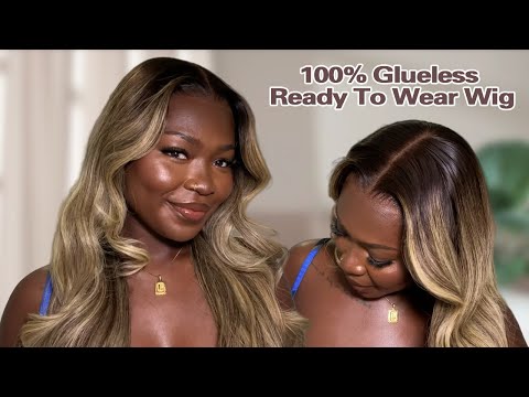 Ultimate Ease! Completely Glueless & Ready-to-Wear Exclusive Blonde Wig with Dark Roots | Hairvivi