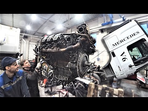 MERCEDES OM501 V6 1,7 млн км - капитальный ремонт мотора / СБОРКА / Mercedes Actros. Ремонт моторов