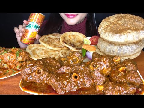 ASMR EATING POORI,SPICY MUTTON CURRY,PARATHA,DUM ALOO l BIG BITES l FOOD VIDEOS l Spice asmr
