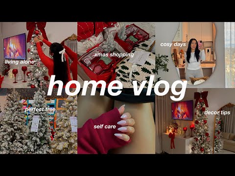 HOME VLOG🎄decorating for christmas + tree shopping, cosy days living alone, self care motivation