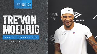 Tre'von Moehrig addresses the media after joint practice with the Browns