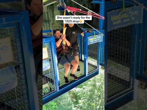 She wasn't ready for this 132ft drop!! #highlandfling #swing #scotland #shorts #zipline