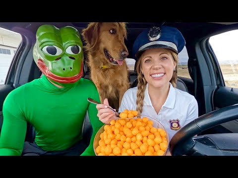 Police Surprises Frog & Puppy with Car Ride Chase