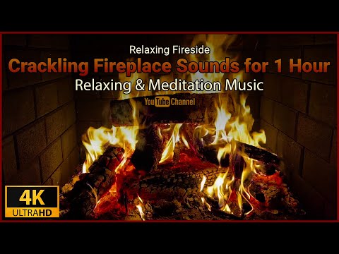 Relaxing Fireside: 4K Crackling Fireplace Sounds for 1 Hour