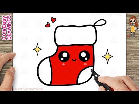 How to Draw a Cute Christmas Stocking - Easy Drawing and Coloring for Kids 2