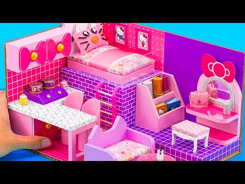 DIY Miniature House #91 Can You Believe This Cute Hello Kitty House Is Just Cardboard? 🏠💗