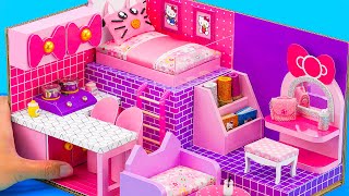 DIY Miniature House #91 Can You Believe This Cute Hello Kitty House Is Just Cardboard? 🏠💗