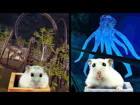 Hamster Rides in Minecraft Roller Coaster & Escapes from Zombie Maze in VR!