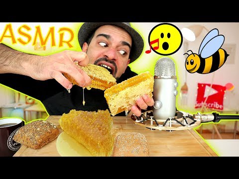اصوات الاكل الحقيقية - خلية نحل مليئة بالعسل الطبيعي الخالص ! ASMR Raw Honeycomb Eating Sounds