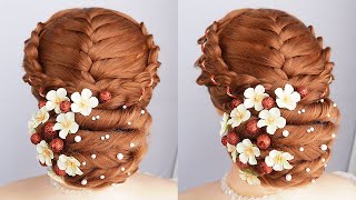 Easy & Stunning Wedding Hairstyle with Flowers for Bridesmaids | Beautiful Bridal Bun Hairstyles