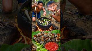 Steaming River Snails Over a Wood Fire! 🔥 #Shorts