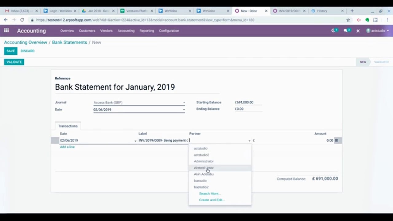 Creating Bank Statements and Reconciliation | Odoo Accounting  | Odoo ERP Version 12 | 20.03.2019

This video shows you how to reconcile your journal entries and connect your bank account to your Odoo database. Part of what ...