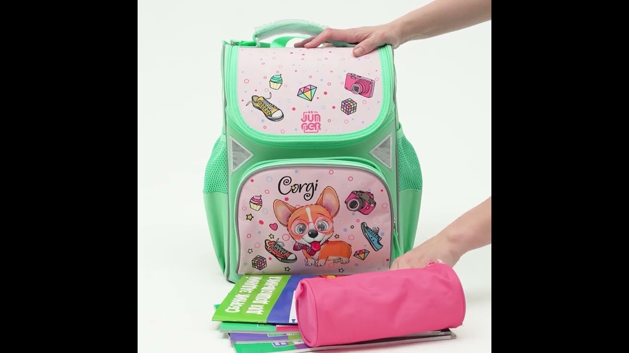 Ранец  JUNGER корпусный Разноцветные котята эргономичный темно-синий - видео Ранец  JUNGER корпусный Разноцветные котята эргономичный темно-синий - видео