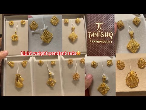 Tanishq Latest 💫Gold Pendant Set Designs With Weight & Price |light weight chain locket with earring