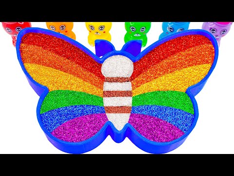 Satisfying Video | How To Make Mixing All My Slime Into Rainbow Glitter Butterfly Cutting ASMR