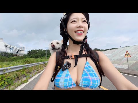 도로에 강아지랑 비키니 입고 나타났더니 모두가 쳐다본 이유!?! ㅓㅜㅑ;;
