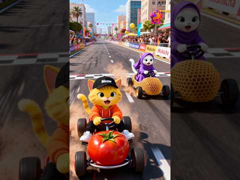 القط مياو ابوه اشتراله عربية طماطم ودخل بيها سباق 💔🥲 شوف حصل ايه #viral #ai #aicat #shorts #kitten