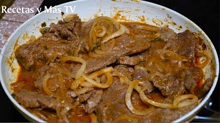 Cómo Hacer Bistec Encebollado de Res Jugoso y Fácil
