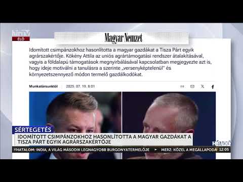 Idomított csimpánzokhoz hasonlította a magyar gazdákat a Tisza Párt egyik agrárszakértője - HírTV