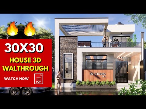 30x30 House plans 3D | 2bhk | SINGLE FLOOR HOUSE | 9x9 Meters || DV Studio