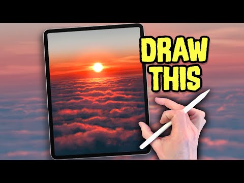 EASY PROCREATE DRAWING Tutorial in simple steps - Clouds Sky Sunrise