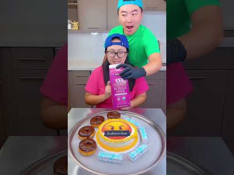 Ice cream challenge!๐จ Emoji cake vs donuts #funny #shorts
