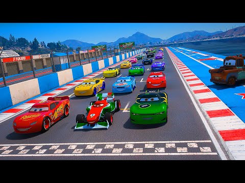 Lightning McQueen Mountain Stunt Race Jumps and Streams with Cars Cruz The King and Jackson Storm