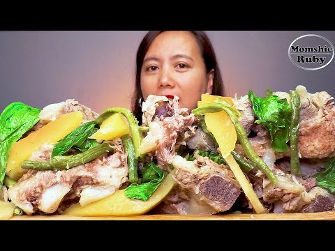 PORK BACKBONE SOUP | TINOLA NILAGA BUTO BUTO NG BABOY | MUKBANG ASMR