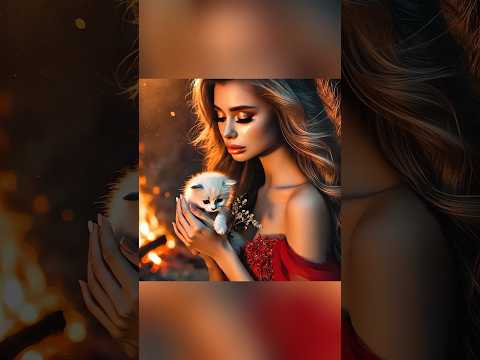 GIRL SAVE THE KITTEN FROM FIRE #aicat #aicatstory #cutecat # capybara #shorts #catstory #fire